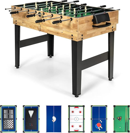 Goplus 10-in-1 Combination Multi Game Table Set, Adult Size Combo Game Table W/Foosball, Table Tennis, Pool, Air Hockey Table, Bowling, Chess, Checkers, Backgammon for Family Game Night