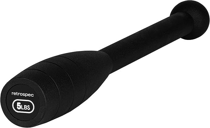 Retrospec Grip Steel Club Strength Training, Rehabilitation, Stretching, Conditioning and Rotational Training - 5, 10, 15lb Options for Women & Men