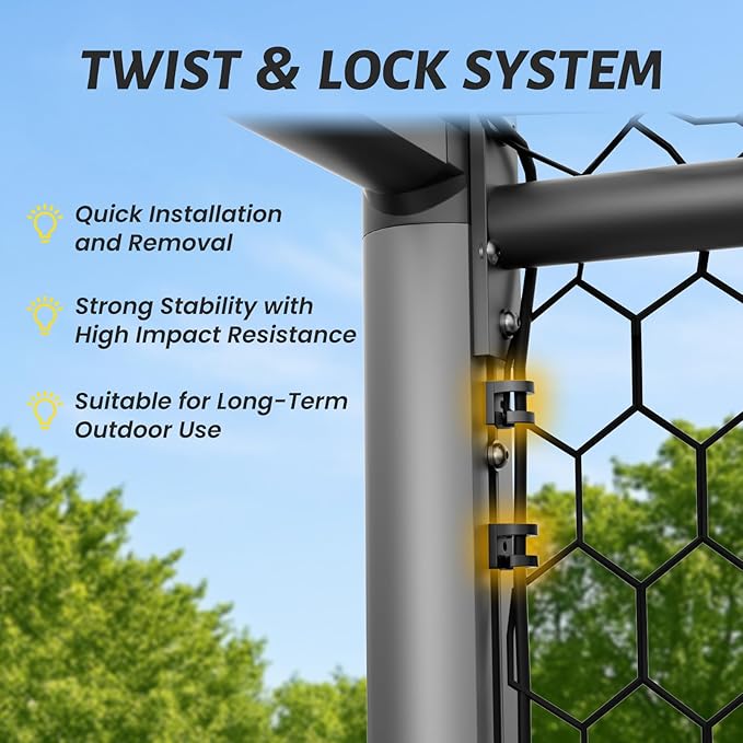 NAIZEA Soccer Goal - 12x6FT/16x7FT/10x6FT/8x6FT/6x4FT Soccer Goals for Backyard - Metal Soccer Goals for Youth Adult - Multiple Sizes Colors - Perfect for Games Indoor Outdoor Practice