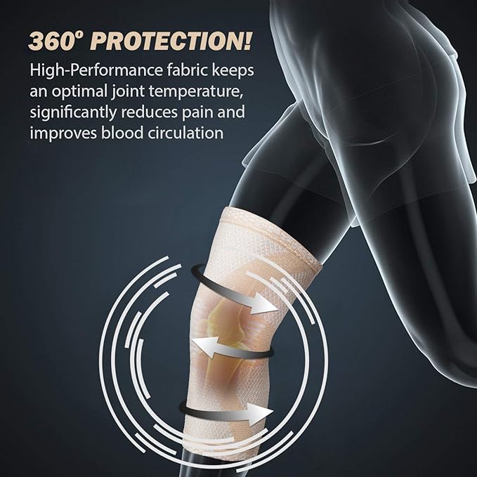 POWERLIX Leg Sleeve - Best Knee Brace for Leg Pain for Men & Women Knee Support for Running, Basketball, Weightlifting, Gym, Workout, Sports Please Check Sizing Chart (Nude, Small)