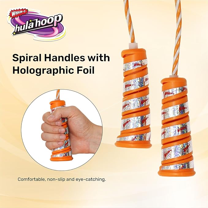 Wham-O Hula Hoop Jump Rope, 7 Feet Skipping Rope with Spiral Handles, for Indoor Outdoor Fitness Exercise Weight Loss