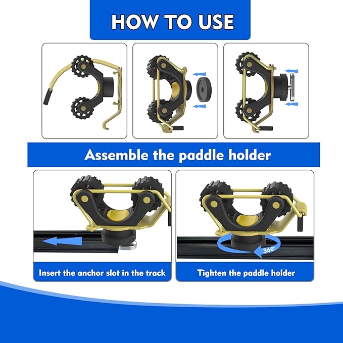 1005 2 PCS Kayak Paddle Holder with Rubber Ring Rollers Fits Various Shaft Diameters for Holding Paddle, Rod, Net and More – Improved Compatibility for Fishing Kayaks