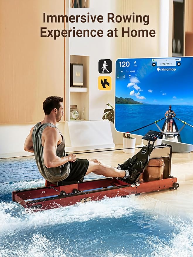 Magnetic/Water Row Machine for Home Rower 331LB Weight Capacity, Folding Rowing Machine with LED Monitor, App Supported, Tablet Holder, Comfortable Seat, Trifold Home Rowing Machine