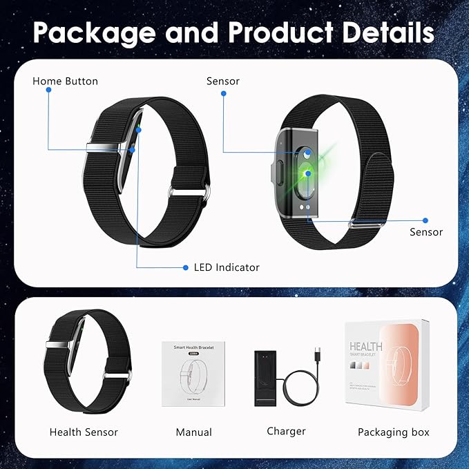 Smart Health Wristband, Wearable Activity & Fitness Tracker 24/7 Heart Rate Blood Oxygen Blood Pressure Temp Monitor Sleep Calorie Tracker 50+ Sport Modes Waterproof Health Tracker for Women Men