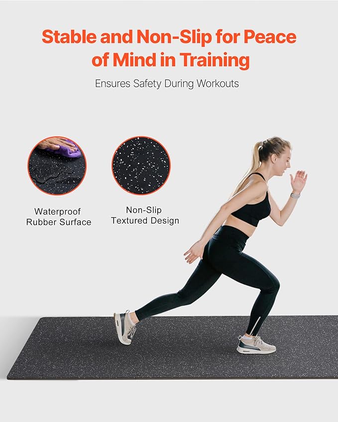 VEVOR 0.56 Inch Thick Gym Floor Mats, Rubber Top with EVA Foam, 25" x 25" Gym Flooring Workout Mats, Interlocking Puzzle Gym Mats for Gym, Home, Garage