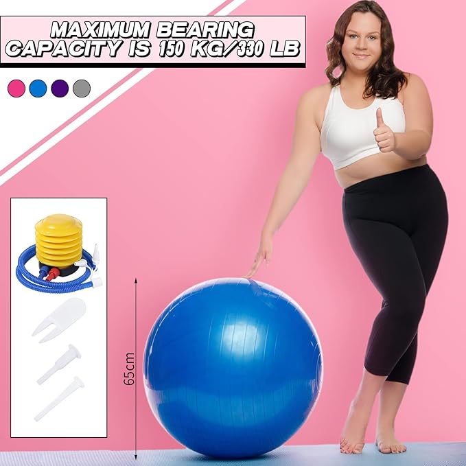 Jerify 10 Pcs Pilate Ball Exercise Ball Bulk Yoga Ball for Fitness Pregnancy Birthing, Core Ball Chair Workout Equipment with Pump and Plug for Office Home Gym, Supporting 330lbs