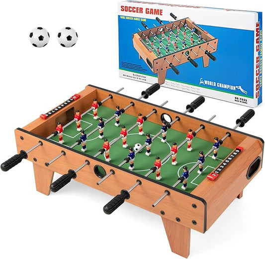 GYMAX Foosball Table, 27" Table Top Foosball with 2 Footballs, Mini Foosball Table for Kids, Game Room, Family Night, Wooden