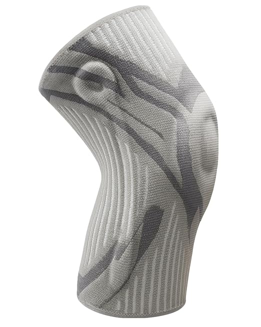 Knee Compression Sleeve, Knee Brace for Men & Women, Knee Support for Running, Basketball, Workout, Gym, Hiking, Sports, Gray, Large