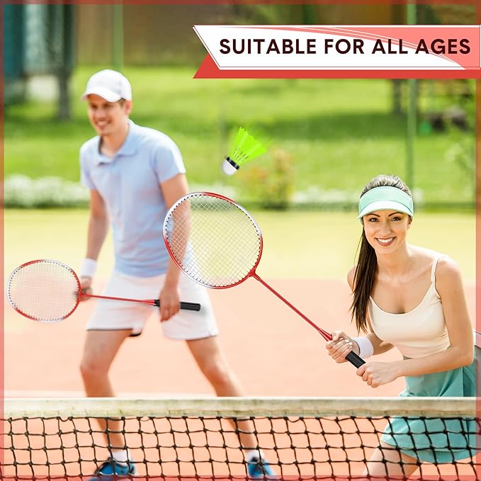 12 Pack Badminton Rackets Set Including Rackets, Nylon Shuttlecocks and Carry Bag for Outdoor Backyard Games Beginners