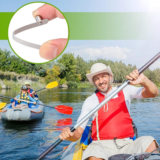 Moxweyeni 8 Pieces Push Button Spring Clips Tent Pole Clips Stainless Steel Kayak Paddle Spring Snap Clips Locking Tube Pin for Camping Kayak Paddle Tent Pole