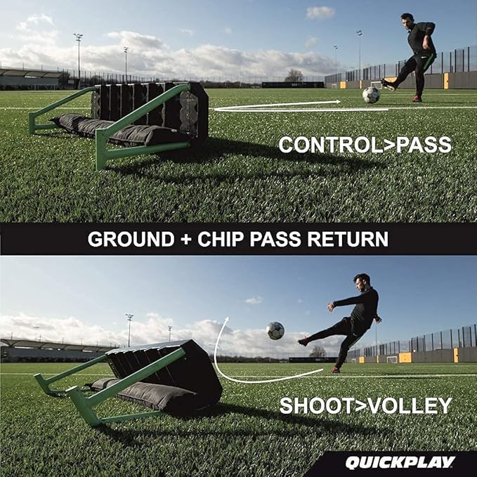 QUICKPLAY Replay Station Soccer Rebound Board - Portable Dual Surface Rebounder with Adjustable Angle - Soccer Training Equipment for Control, Passing Practice