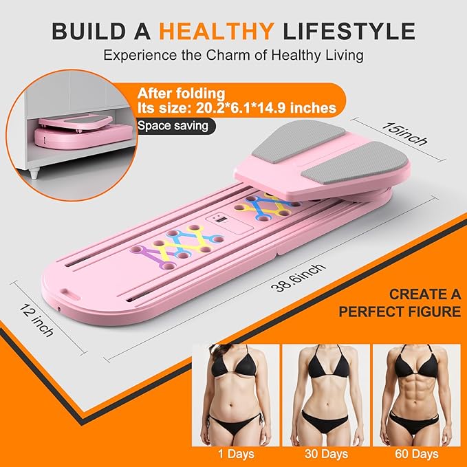 Pilates Board,Pilates Reformer Sets, Multifunctional Abdominal Pilates Board for Home Workout Equipment, Portable Foldable Ab Board Trainer Pilates Exercise Machine,Pilates Board for Women