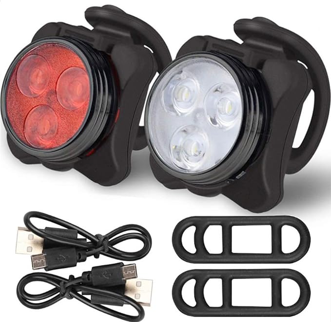 2pcs USB Rechargeable Bike Light, Waterproof Super Bike Lights for Night Riding 4 Light Mode Options Mountain Bike Headlight LED Lamp Bicycle Accessories