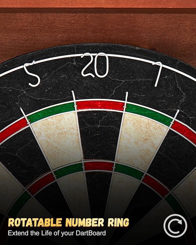 Sisal Dart Board Cabinet Sets, Decorative Dart Boards for Adults [12*Steel Darts] - Wooden Dartboard Cabinet with Integrated Scoreboard for Family Game Rooms