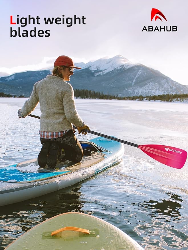 Abahub SUP Paddle - 3 Piece Adjustable Paddles - Lightweight Stand-up Paddle Oars for Paddleboard, Adjustable Aluminum Alloy Shaft 68" - 84", Black/Blue/Green/Orange/Red/Yellow Plastic Nylon Blade