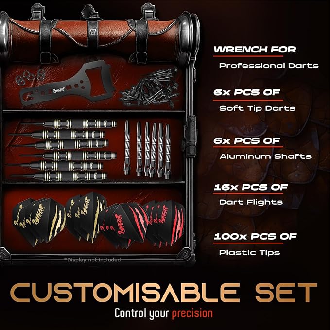 IgnatGames Premium Soft Tip Darts – 6/12 Pack Brass Barrels with Aluminum Shafts, 16 GlideXPro Flight Set, Tool Kit, Giftable Case & 100 Extra Tips