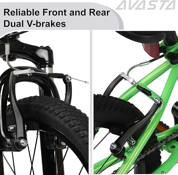 AVASTA Govet 20'' Kids Mountain Bike for 6-12 Years Old Boys Girls with Suspension Fork, 6 Speeds Drivetrain, Multiple Colors