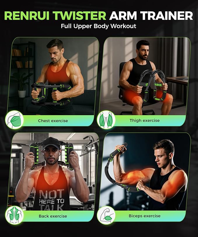 Twister Arm Trainer, Adjustable 5 Resistance Levels (40-130 lbs) Chest & Arm Workout Equipment for Men & Women, Ergonomic Home Gym Strength Trainer with Anti-Slip Handles & Carry Bag
