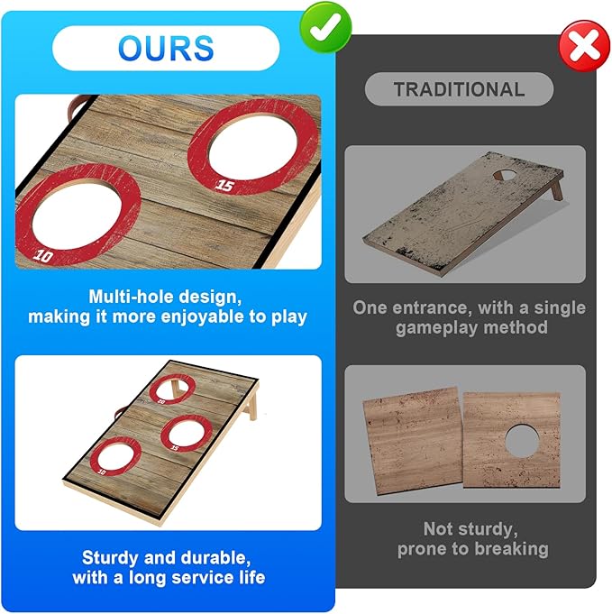 Portable Cornhole Board Set with Bean Bags,Choose 3 * 2 ft or 2 * 1 ft Cornhole Boards for Adults Kids Cornhole Games for Indoor and Outdoor Party Camping Equipment