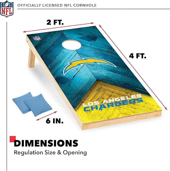 Wild Sports NFL Football 2' x 4' Regulation Size Solid Wood Cornhole Set with Direct Print HD Team Graphics Great Gift for Any Football Fan! Bean Bag Toss Family Outdoor Game