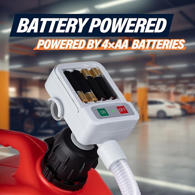 Automatic Fuel Transfer Pump with Auto-Stop, 51'' Extra Long Hose, 3.2 Gallon per Min, Fast and Safe Portable Gas Can Pump for Oil,Battery or USB Powered, 4 Can Adapters,Diesel,Gasoline (Gray)