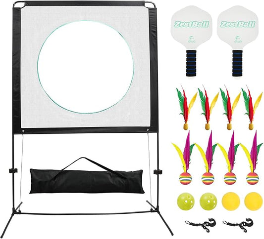 Zestball for Yard Games, Outdoor Games, Multifunctional as Pickleball Paddles and Badminton Set