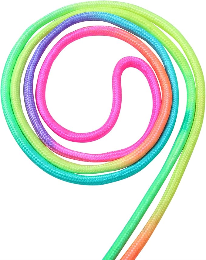 Elcoho 10 Pack Kids Rainbow Jump Rope Set Jumping Ropes Vibrant Skipping Ropes for Kids Outdoor Fun, Party Favors, 7.2 Feet