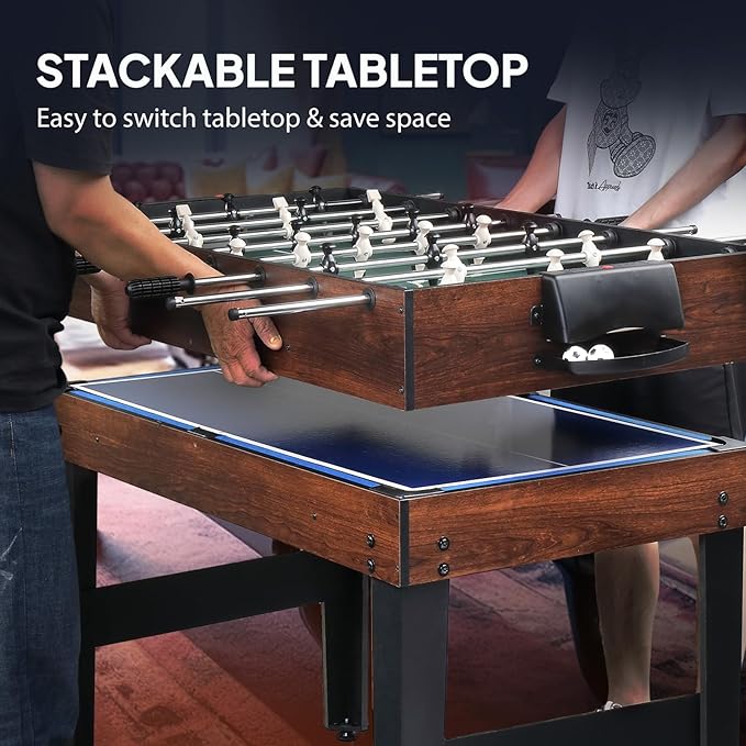 PEXMOR 6-in-1 Multi Game Table for Adults, Combo Table for Game Room, 48" Game Table Set for Family w/Hockey, Foosball, Pool, Table Tennis, Shuffleboard, Bowling