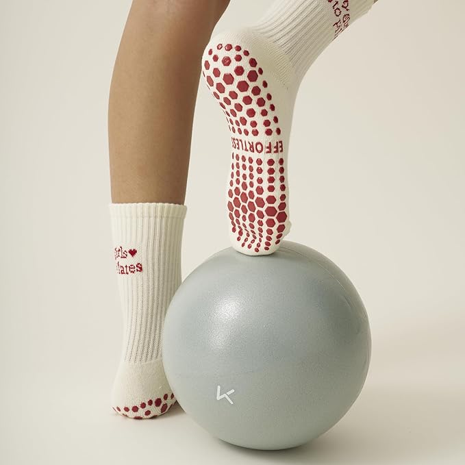 Crew Half Calf Grip Socks, Cutest Fruits Pilates Socks, Ruffle socks, Non-Slip, Barre Yoga Fitness