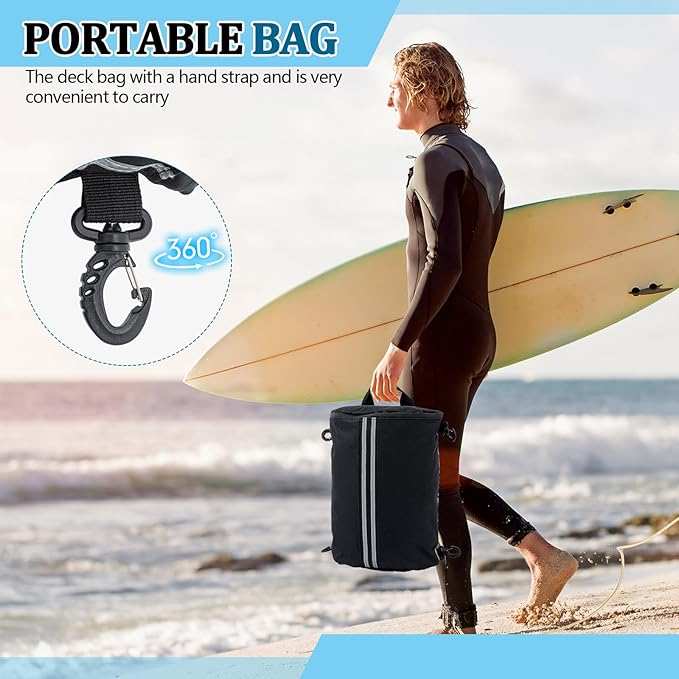 Abbylike Paddleboard Storage bag 15.4'' x 11.4'' Waterproof Deck Bag Oxford Cloth Deck Cooler Pouch with Reflective Strip Swivel Hook Zipper Paddle Board Accessories for Summer Kayak Surfboard