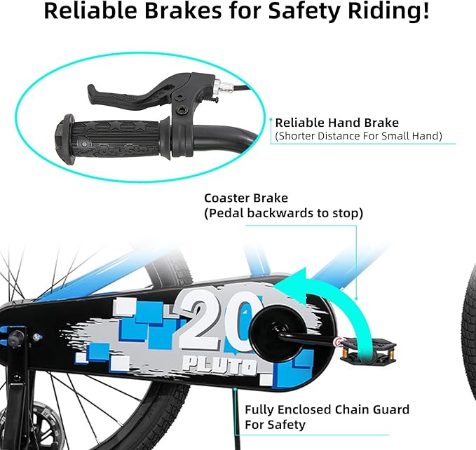 JOYSTAR Pluto 12 14 16 18 20 Inch Kids Bike with Light Up Training Wheels, Kids' Bicycle for Boys Girls Age 3-12 Years, Children Bikes, Multiple Colors