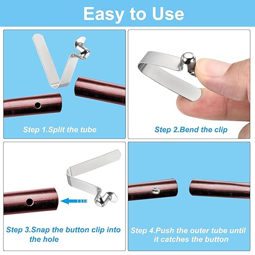 PATIKIL 8.3x8mm Kayak Paddle Snaps, 10 Pack Tent Pole Clips Steel V Shaped Single Pin Push Button Spring Clips Lock Tube Pole Clips for Camping Awning