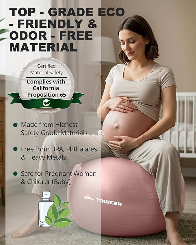 Trideer Yoga Ball – Anti-Burst Exercise Ball for Pregnancy, Office, Birthing, Stretching & Core Workout – Home Gym & Therapy