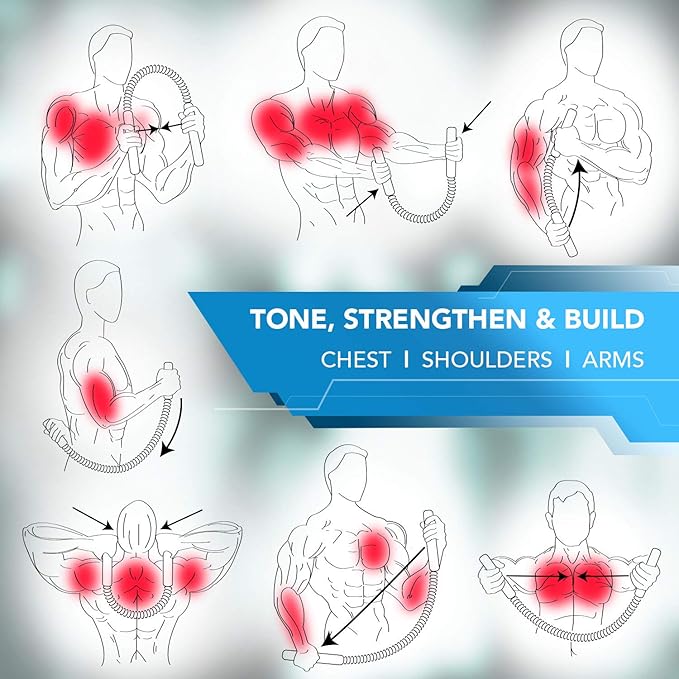 Zenooze's Power Twister Flex Bar, The Ultimate Upper Body Exercise Equipment for Strengthening Your Chest Workout, Shoulders,Biceps, Arms, Forearm Strengthener, Resorte para Hacer Ejercicio