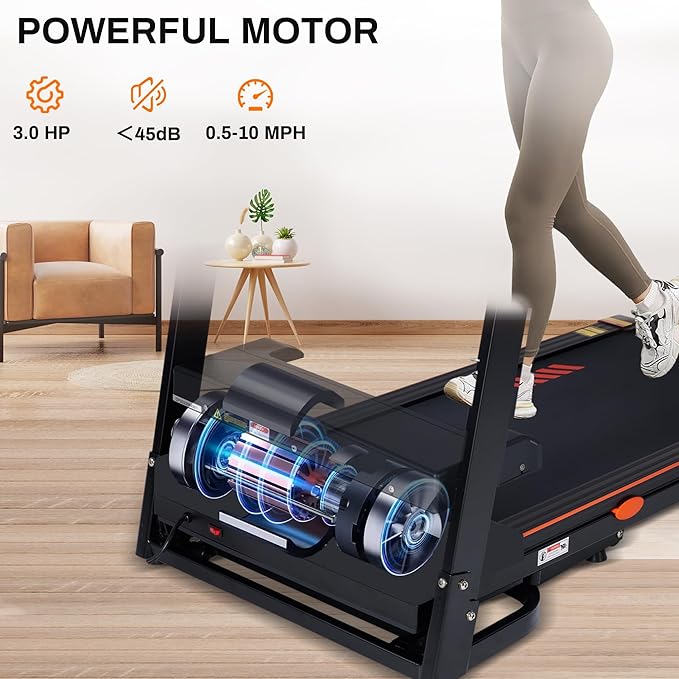 ECHANFIT 15% Auto Incline Treadmill Foldable Treadmills for Home with 18" Wider Belt, 10 MPH Speed, 300 lbs Capacity, Shock Absorption System, App Bluetooth