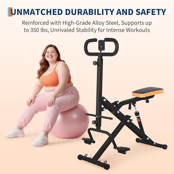 Squat Machine for Home, Squat Assist Trainer with Adjustable 12-Level Resistance, Foldable and Easy Setup Squat Ride Rowing Machine for Women, Full Body Workout Gym for Glutes Legs Workout, 350 LBS Ca