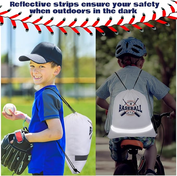 Xinnun 20 Pcs Baseball Drawstring Backpack, 13.39 x 16.54 Inch Baseball Bag Gym Sport Trip Party Favors Birthday Supplies