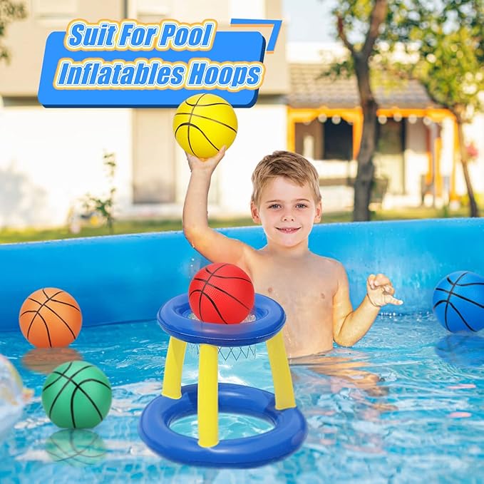 6" Small Basketballs for Kids, Toddler 6 Inch Little Ball for Over Door Mini Hoop, Silence Rubber Basketball Ball for Indoor Outdoor, Beach Sand Toy Balls for Pool Hoop 3PCS with Pump