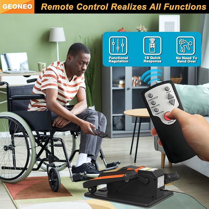 Under Desk Elliptical Machine, Electric Ellipse Leg Exerciser for Senior, Quiet & Portable Seated Pedal Exerciser with Remote Control, Manual & Auto Mode, 12 Adjustable Speeds