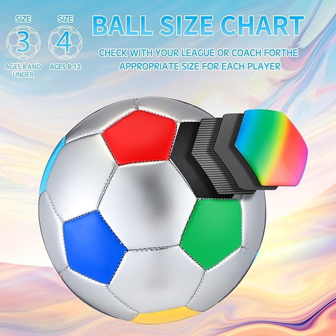 Retisee 2 Pcs Rainbow Soccer Ball with Pump Official Size Indoor Outdoor Soft Inflatable Soccer Sport for Child Teen Adult for Practice Game