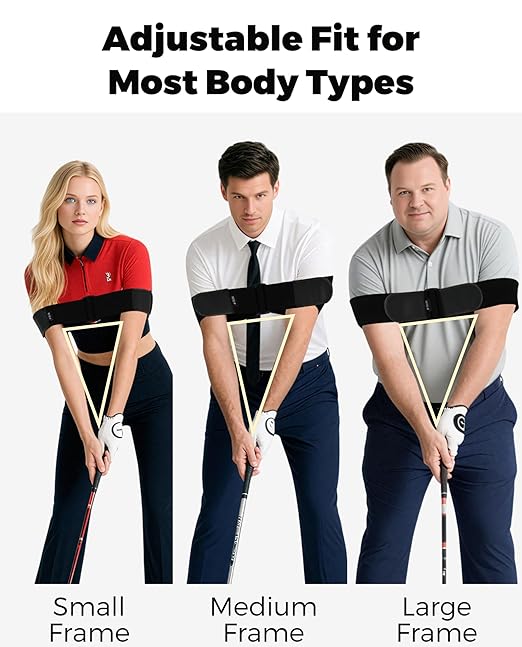 Adjustable Golf Swing Trainer Arm Band – Keep Arms Connected, Fix Chicken Wing – Muscle Memory & Swing Path Control – Comfortable, One Size Fits Most