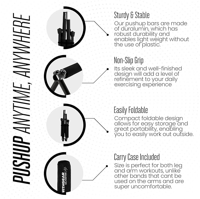 Push Up Bar – Folding Dip Bar for Home Workout, Lightweight & Portable Strength Training Equipment for Men & Women, Indoor & Outdoor Use (Hawk)