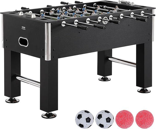 VEVOR Foosball Table, 55 inch Standard Size Foosball Table, Indoor Full Size Foosball Table for Home, Family, and Game Room, Soccer with Foosball Table Set, Includes 4 Balls and 4 Cup Holders, black