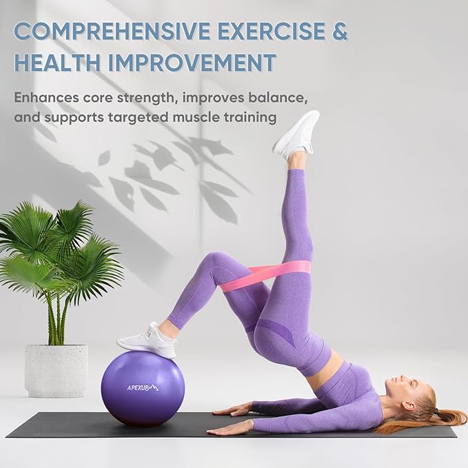 APEXUP Yoga & Pilates Ball - Anti Slip Heavy Duty Gym Ball for Fitness, Balance & Core Workout