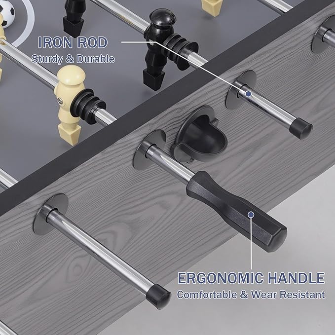 54" Foosball Table for Adults & Kids - Competition Size Soccer Game Table with 2 Balls, Leg Levelers - Heavy Duty Arcade Table Set for Game Room Family Home Indoor Outdoor Party