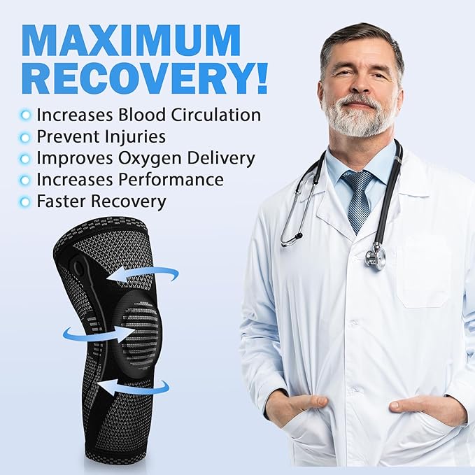 POWERLIX Knee Brace with Support and Pad for Pain Relief, Medical Knee Support, Compression Knee Sleeve for for Men & Women Knee Support for Running, Basketball, Volleyball