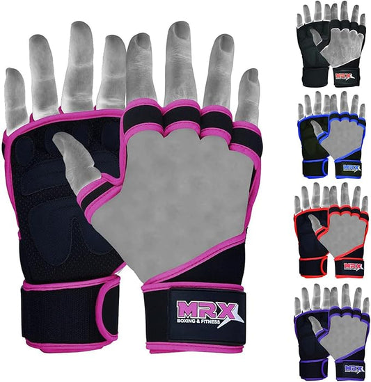 MRX BOXING & FITNESS Workout Gloves for Men and Women Ventilated Weight Lifting Gloves with Wrist Wraps Sticky Palm Protection with Extra Grip Gym Gloves for Exercise Pull Ups, Cross Training