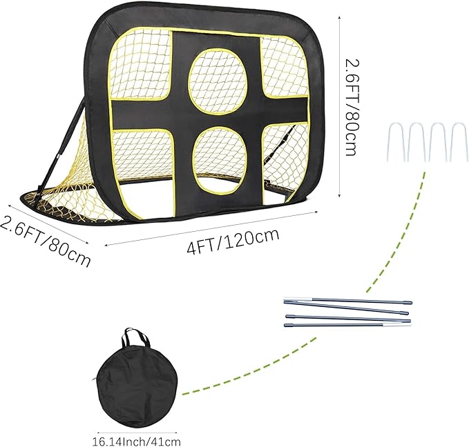 Soccer Net for Kids Portable Pop Up Soccer Goals with Carrying Bag Foldable Soccer Target Net Indoor Outdoor Backyard Practice