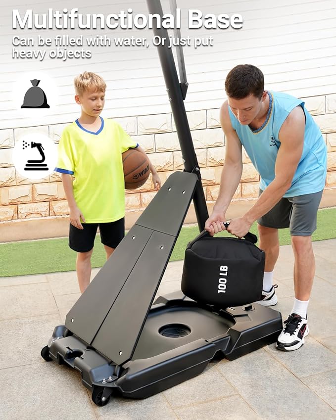 WIN.MAX Basketball Hoop Outdoor with Shatterproof Backboard and Larger Base, Portable Basketball Hoop Goal System Youth/Adults in Backyard/Driveway/Poolside