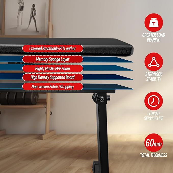 Flat Bench, Flat Weight Workout Exercise Bench Easy,Assembly,Foldaway Bench for Adjustable Dumbbells or an Adjustable Dumbbell Set,Strength Training Bench Press